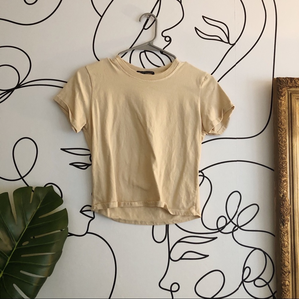 Brandy Melville Pastel Yellow Crop Tee
